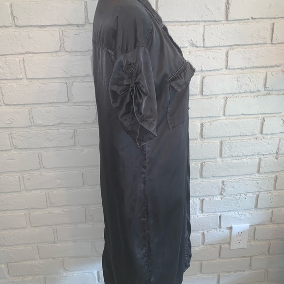 Eileen Fisher 100% Silk Black Button Down Dress Size XS - Picture 3 of 9